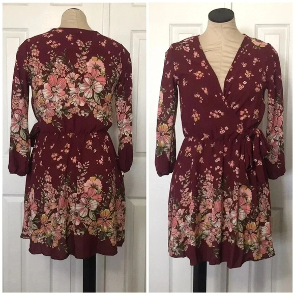 Faux Wrap Mini Dress - Picture 1 of 7